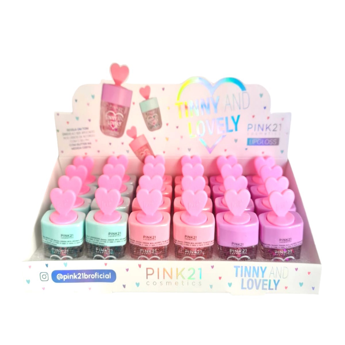 Pink 21 - Lip Gloss Fofo Glitter Picolé CS4794 - 24 Und