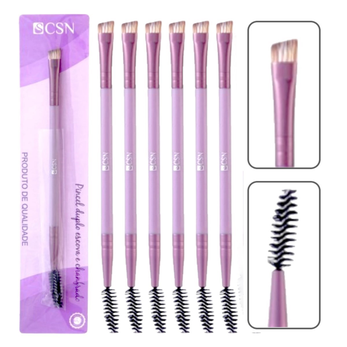 CSN - Pincel Duplo Escova e Chanfrado para Sobrancelha CP48F