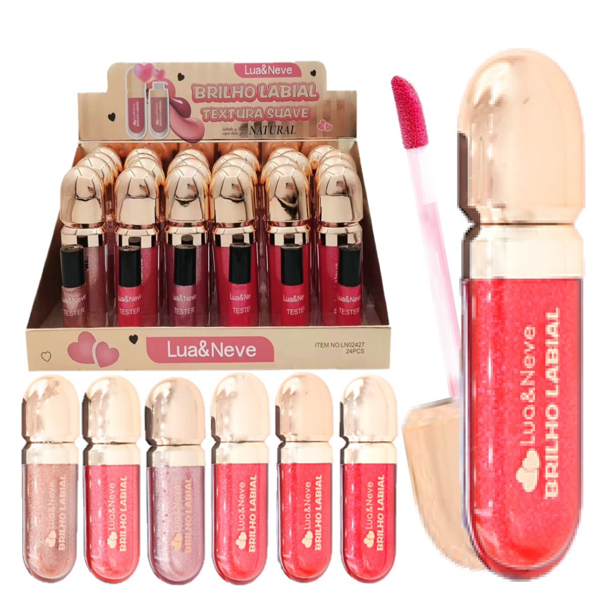 Lua e Neve - Lip Gloss Glitter LN02427 - 6 Und - Distribuidora JCF ...