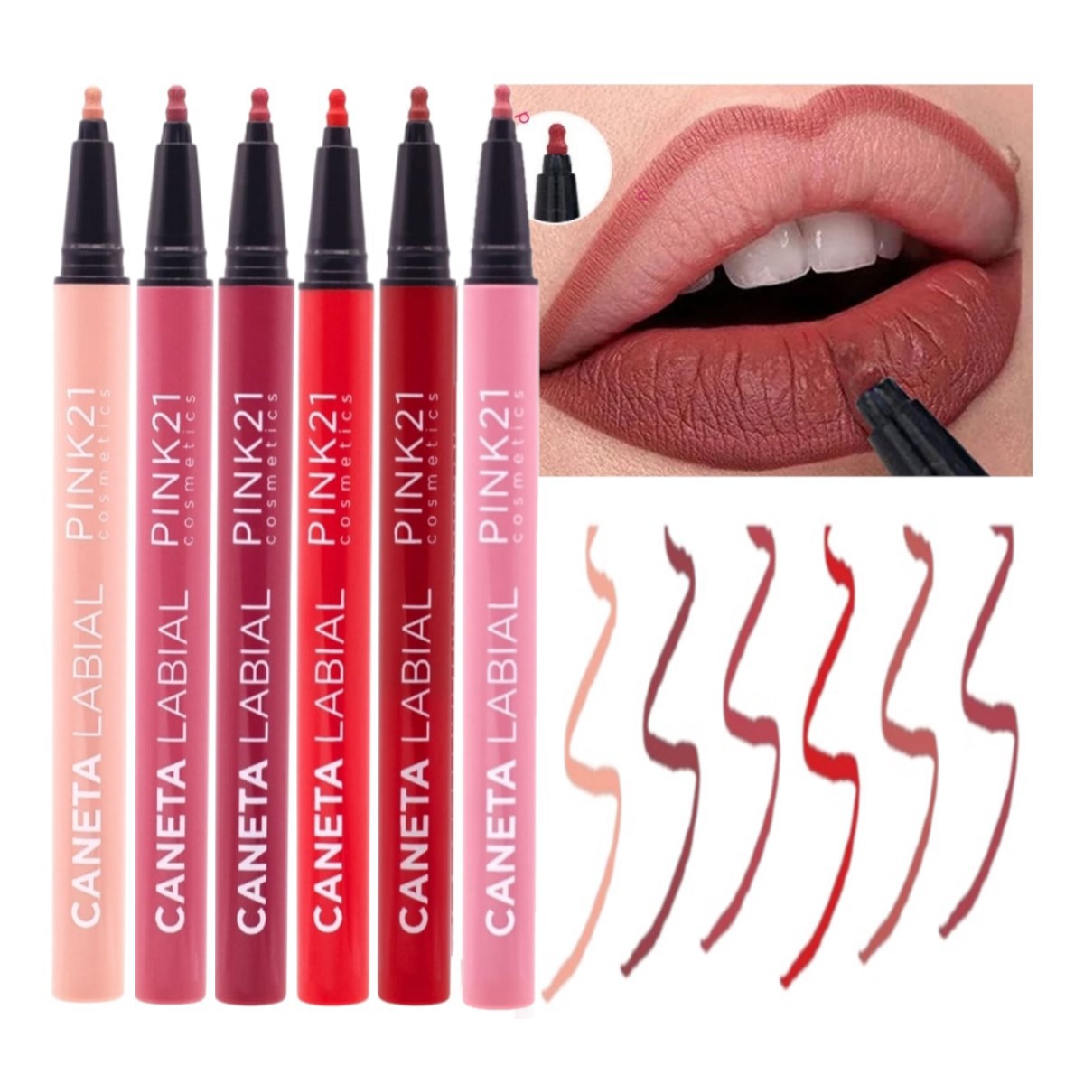 Pink 21 - Caneta Labial Contorno CS4949 - 6 Und - Distribuidora
