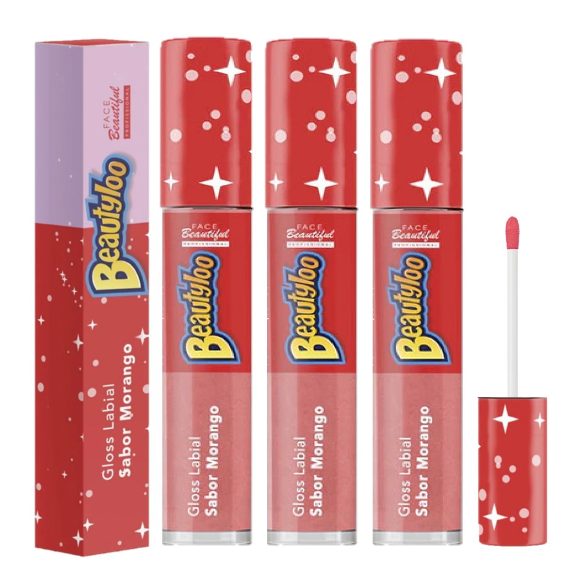Face Beautiful - Lip Gloss Beautyloo Morango FB463 - 36 Und