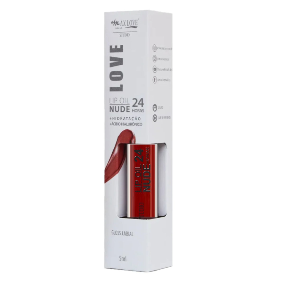 Max Love - Lip Oil Nude 24 Horas 806 - 6 Und - Distribuidora JCF