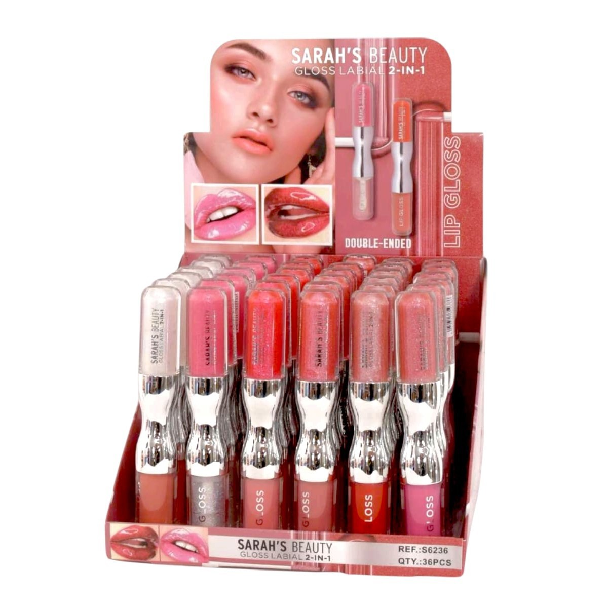Sarahs - Lip Gloss 2 em 1 S6236 - 36 Und - Distribuidora JCF