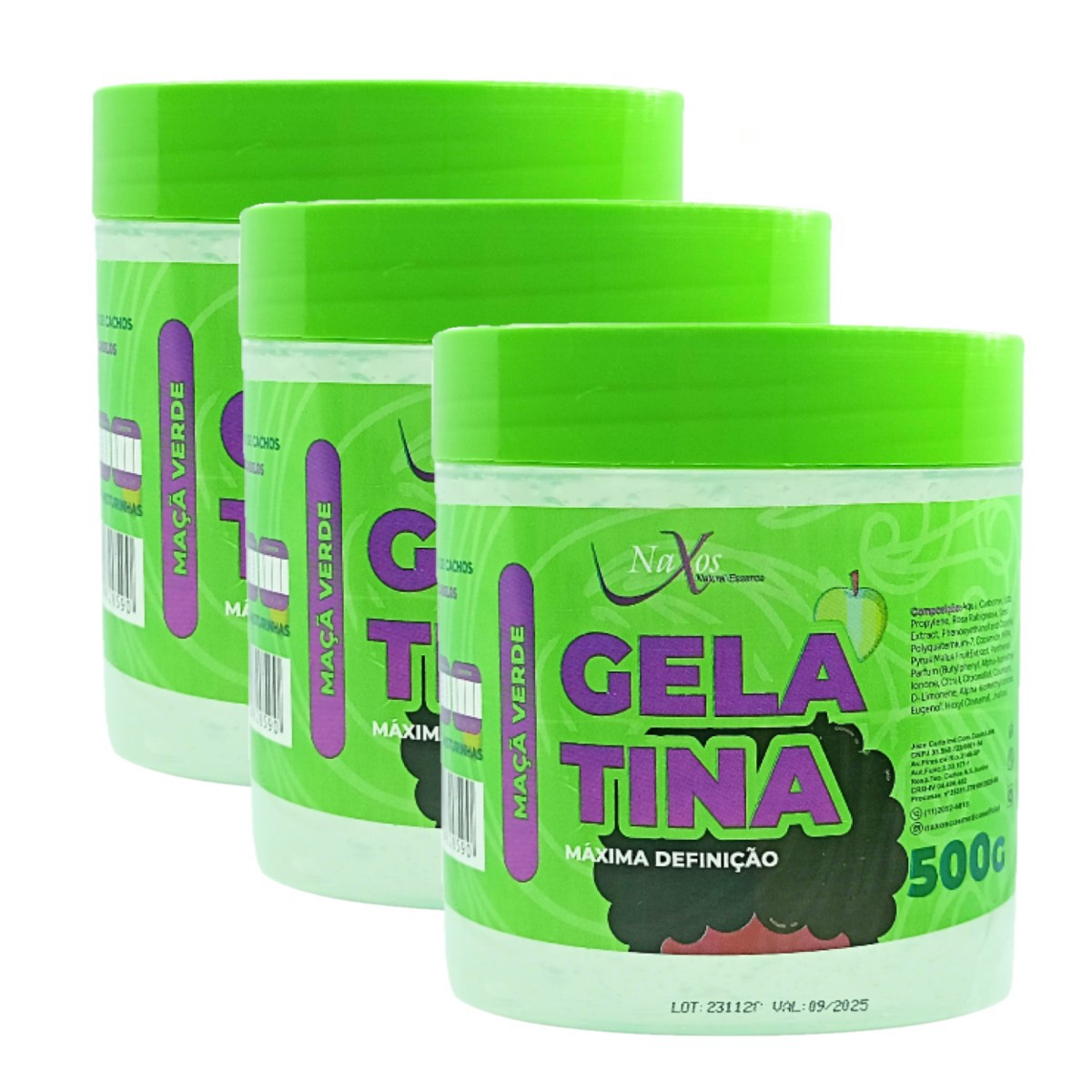 Naxos - Gelatina para Cachos Maçã Verde - Distribuidora JCF