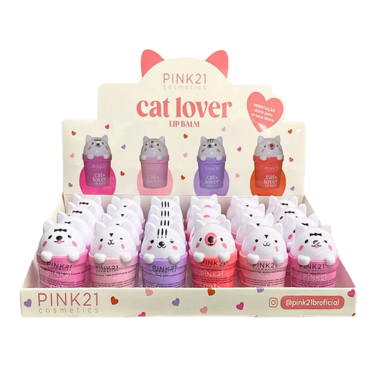 Pink 21 - Lip Balm Cat Lover Gatinho CS5018 - 6 Und