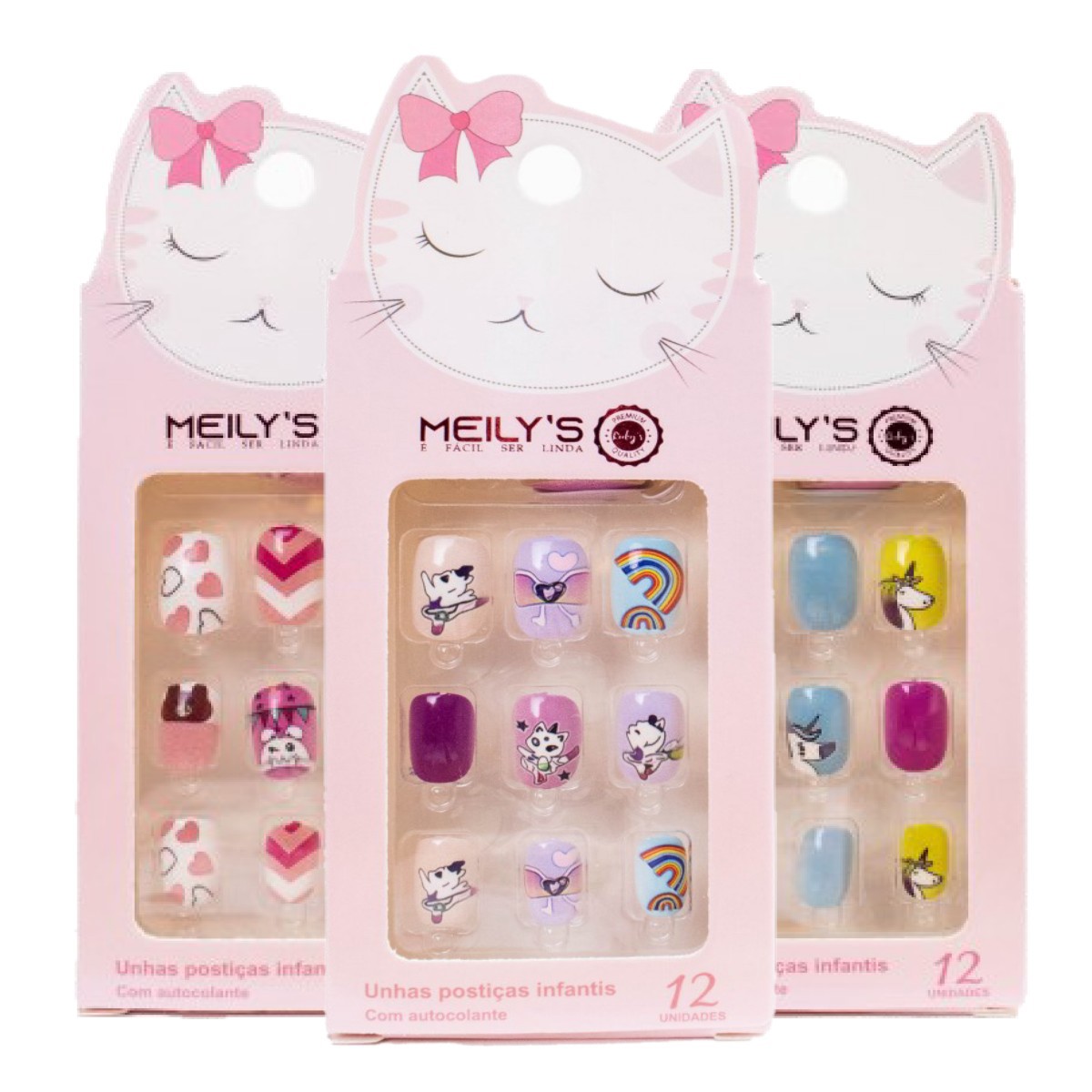 Meilys - Kit de Unha Postiça Infantil MU10006 - 12 Kits - Distribuidora ...