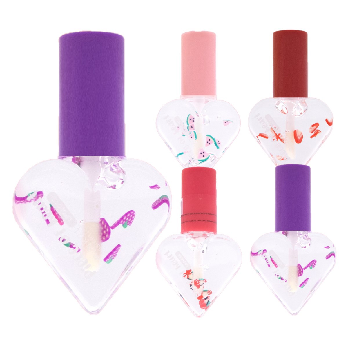 Pink 21 - Lip Gloss Frutas Coração CS4518 - 24 Und - Distribuidora