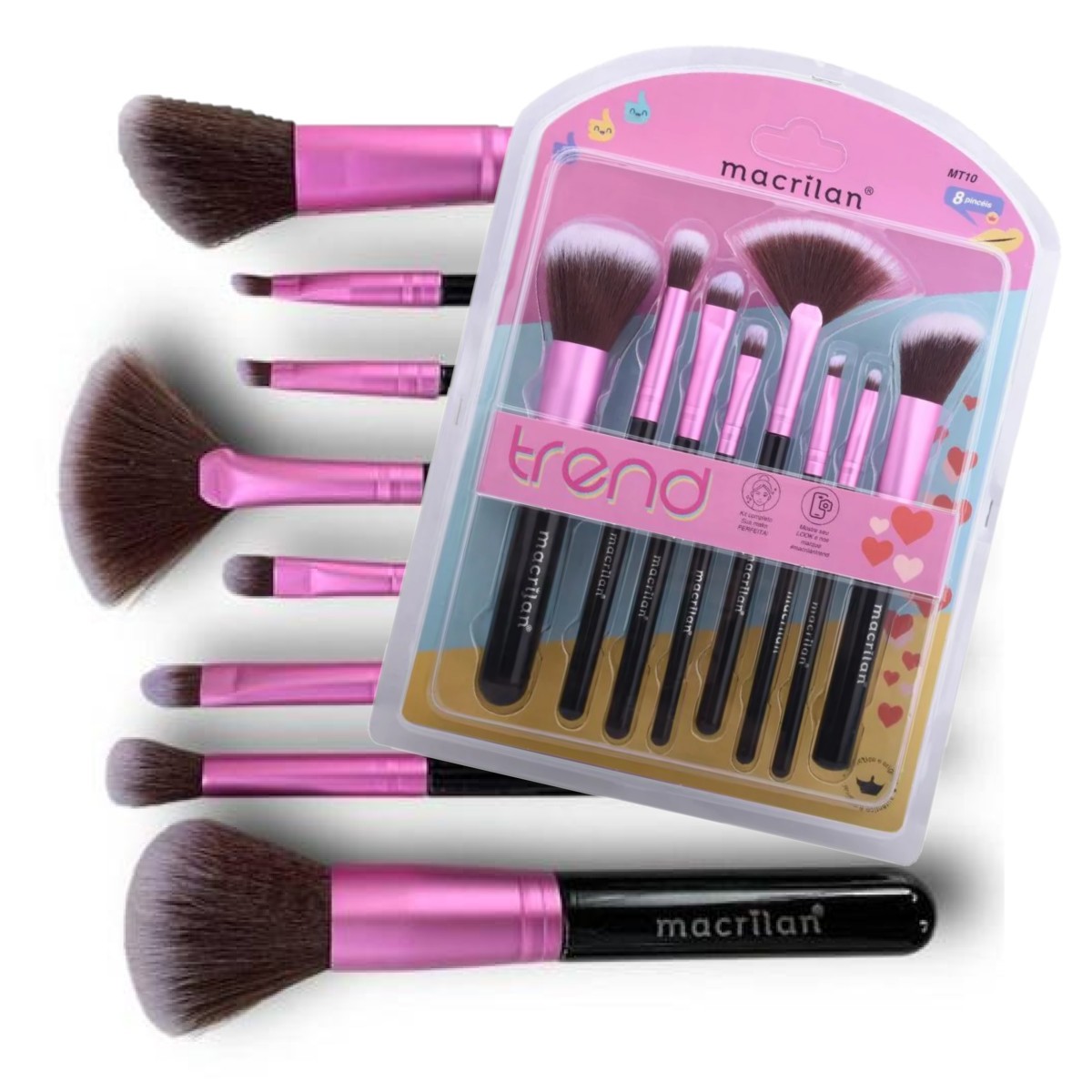 Macrilan - Kit 8 Pinceis Trend MT10 - 12 Kits - Distribuidora JCF