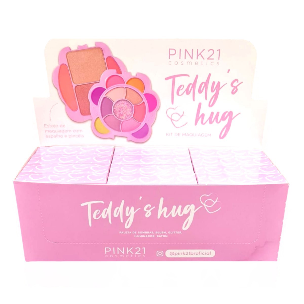 Pink 21 - Kit de Maquiagem com Espelho Urso CS4640 - 6 Kits