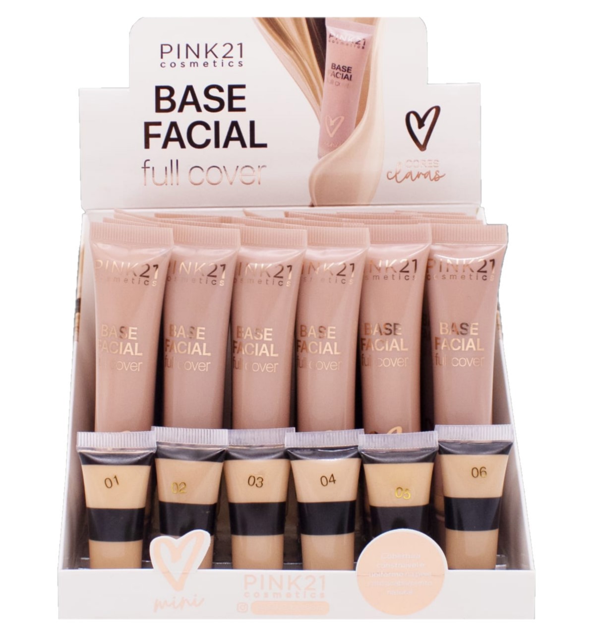 Pink 21 - Base Facial Cores Claras CS5044 - 24 Und - Distribuidora