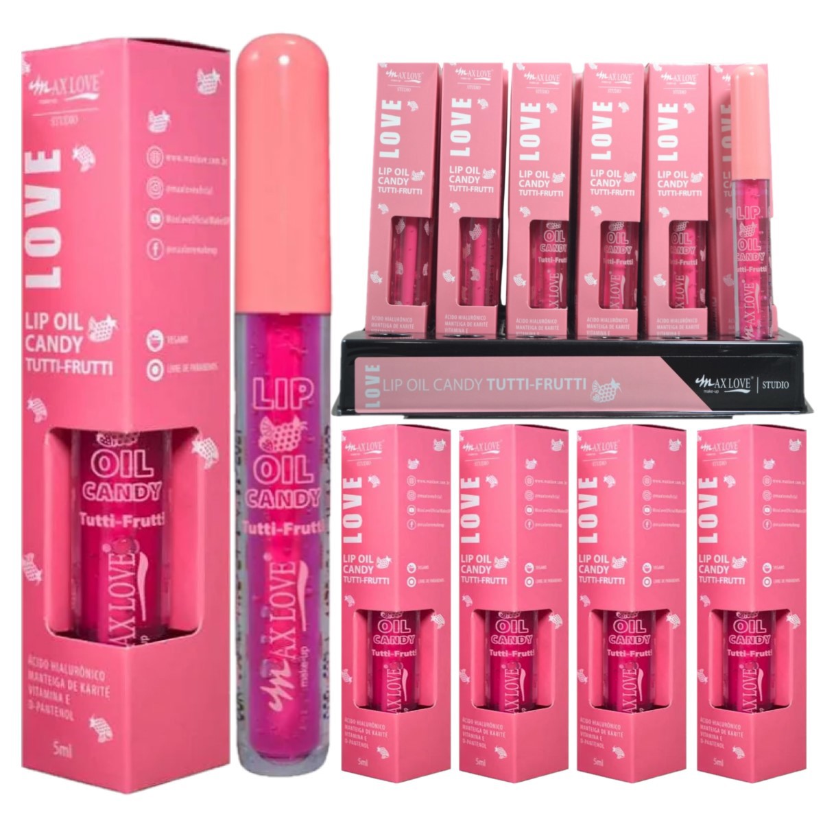 Max Love - Lip Oil Candy Tutti Frutti 603 - 6 Und - Distribuidora