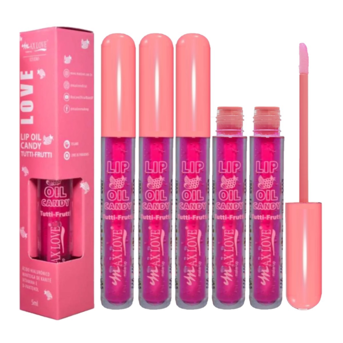 Max Love - Lip Oil Candy Tutti Frutti 603 - 6 Und - Distribuidora