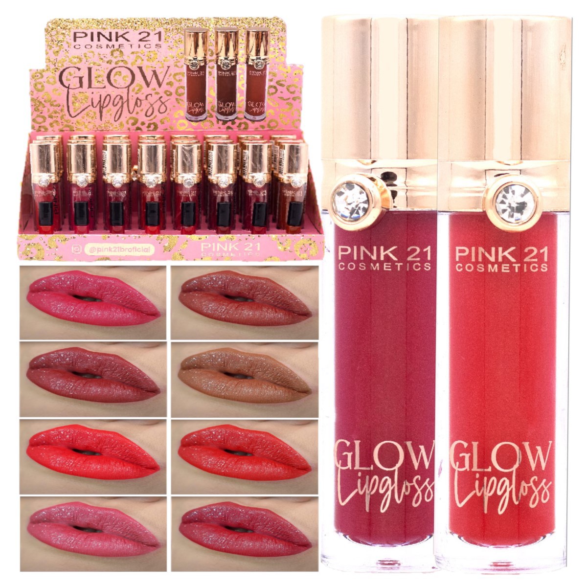 Pink 21 - Lip Gloss Glow CS4191 - 8 Und - Distribuidora JCF