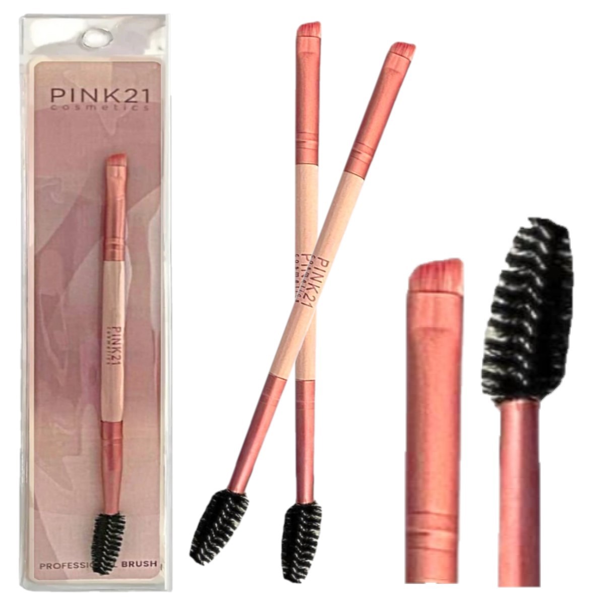 Pink 21 - Pincel Sobrancelha c/ Escova HB87280 - 12 Und