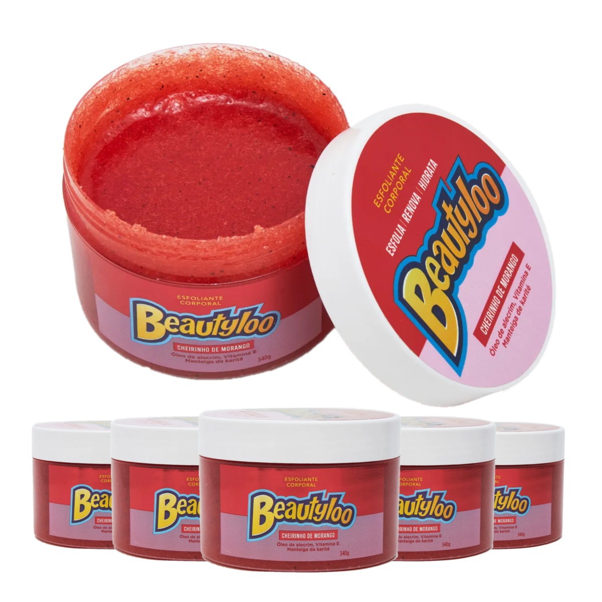 Face Beautiful - Esfoliante Beautyloo Morango FB536 - 6 Und