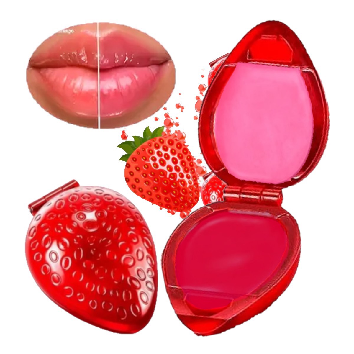 STRAWBERRY FIELDS 『Lips Like Strawberry』 YVIS - Brilho Labial Moranguinho - Pote com 50 Unid