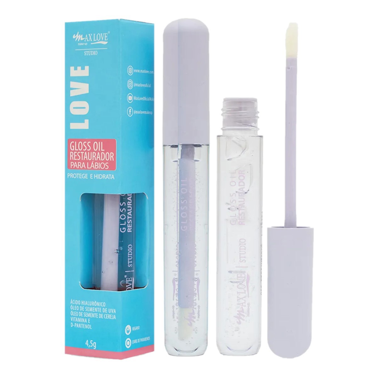 Max Love - Gloss Oil Restaurador Incolor 170 Vegano - 28 Und