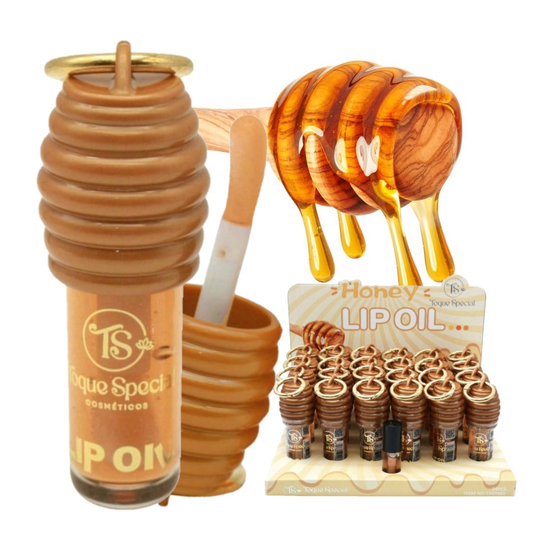 LIP SERVICE - ３点 Toque Special - Lip Oil Mel com Chaveiro Honey TS07082