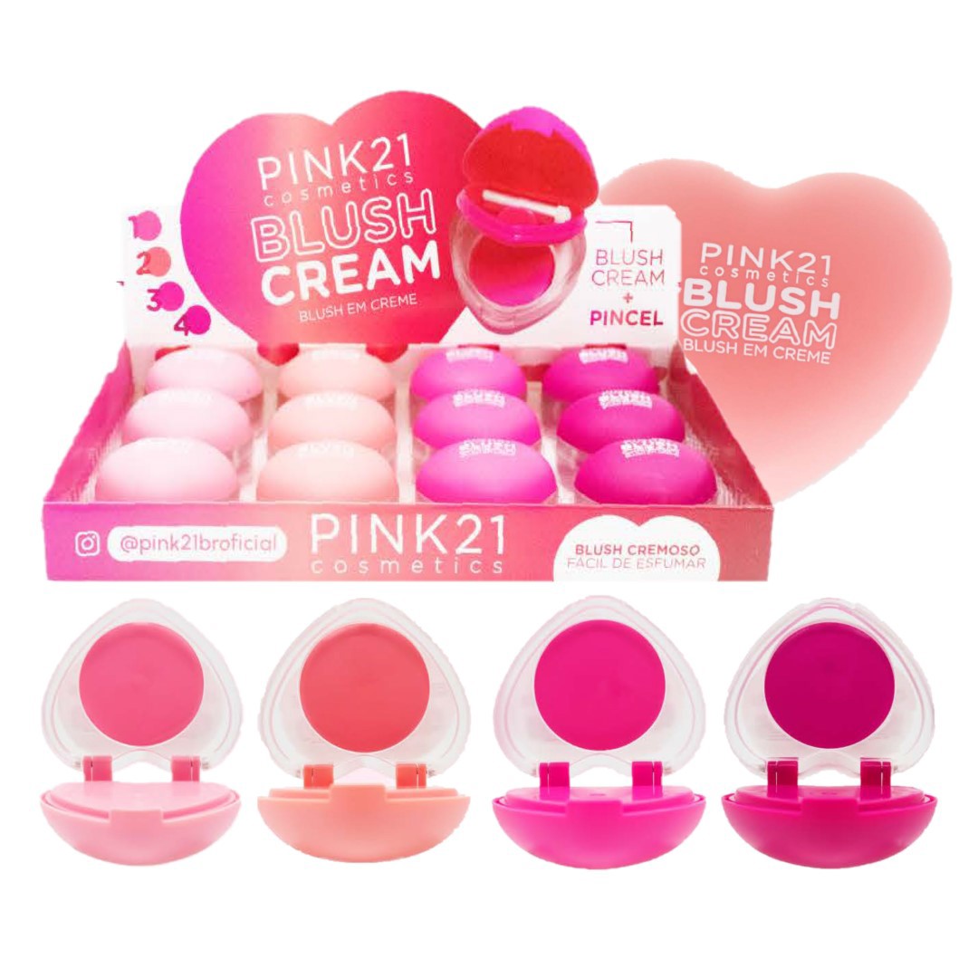 Pink 21 - Blush em Creme c/ Pincel CS6079 - 04 Und - Distribuidora