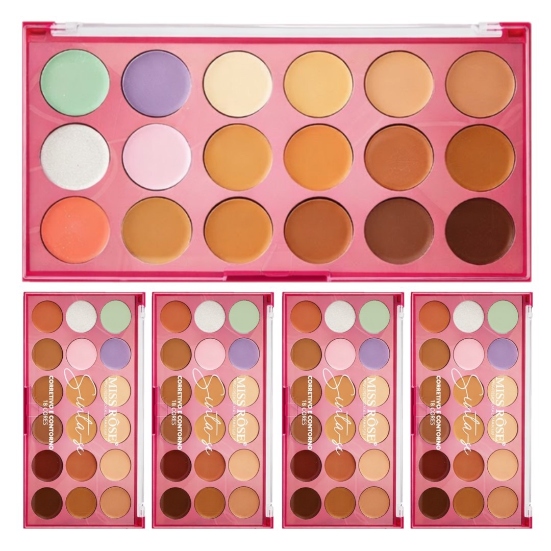 Miss Rose - Paleta Corretivo e Contorno 18 Cores - 12 Und