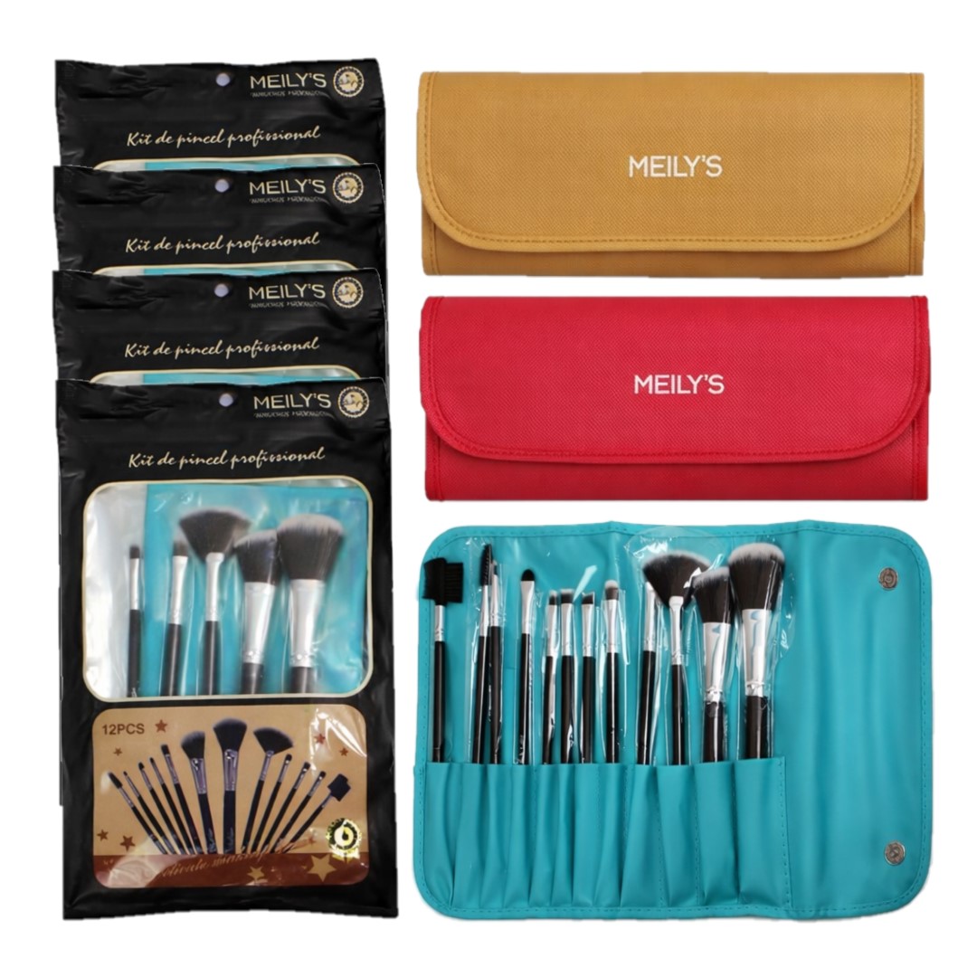 Kit Pincel 12 Profissional Estojo - Distribuidora JCF: Maquiagem e