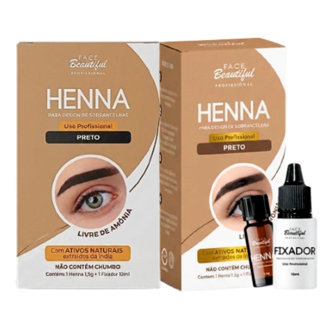 Face Beautiful - Henna de Sobrancelha PRETO FB520U - 06 Und