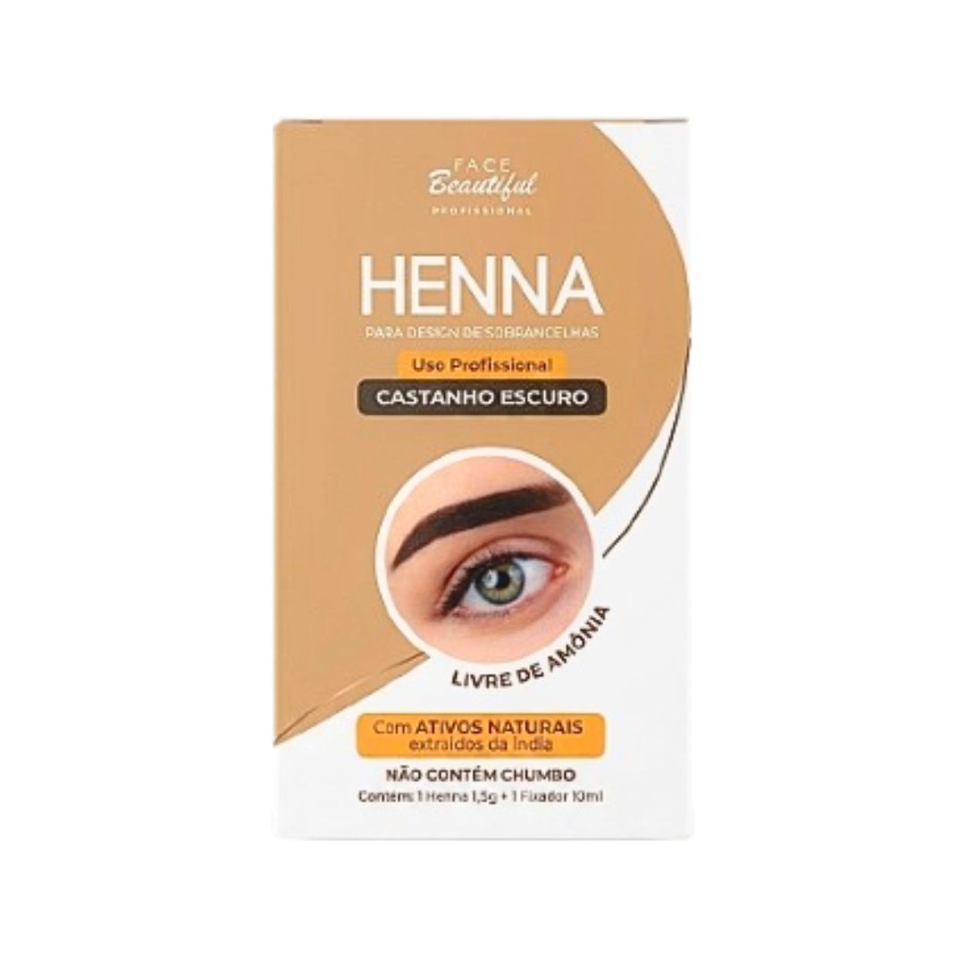 Face Beautiful - Henna de Sobrancelha CASTANHO ESCURO FB519U - 06