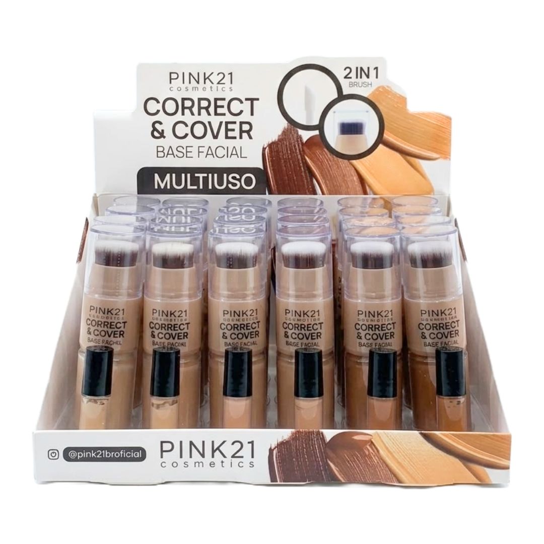 Pink 21 - Base Facial Multiuso2 em 1 com Aplicador CS5802