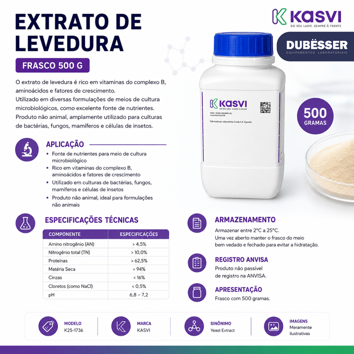 Extrato de Levedura Kasvi – composição nutricional