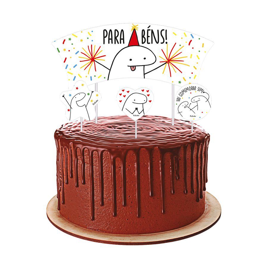 Caixa para Bolo Bentô Cake Flork Meme - 8 Unidades