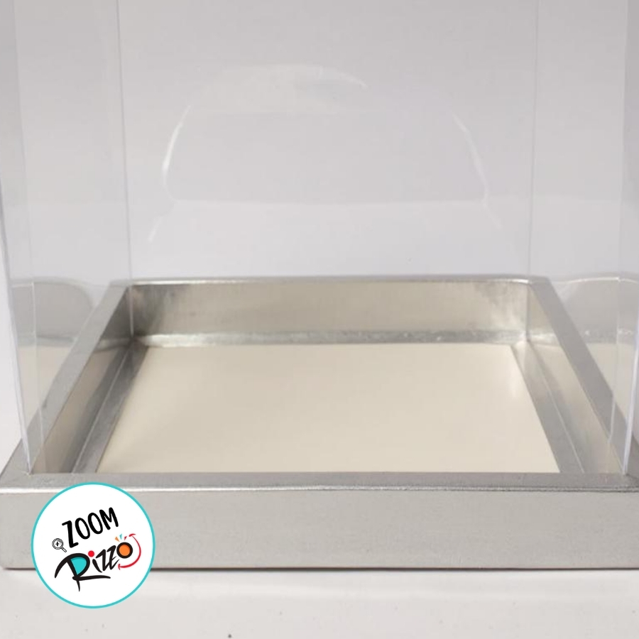 Pvc Bolo Caixa Para Bolo Pvc Base Prata Texturizada - 20x20x20cm - 1 unidades ...