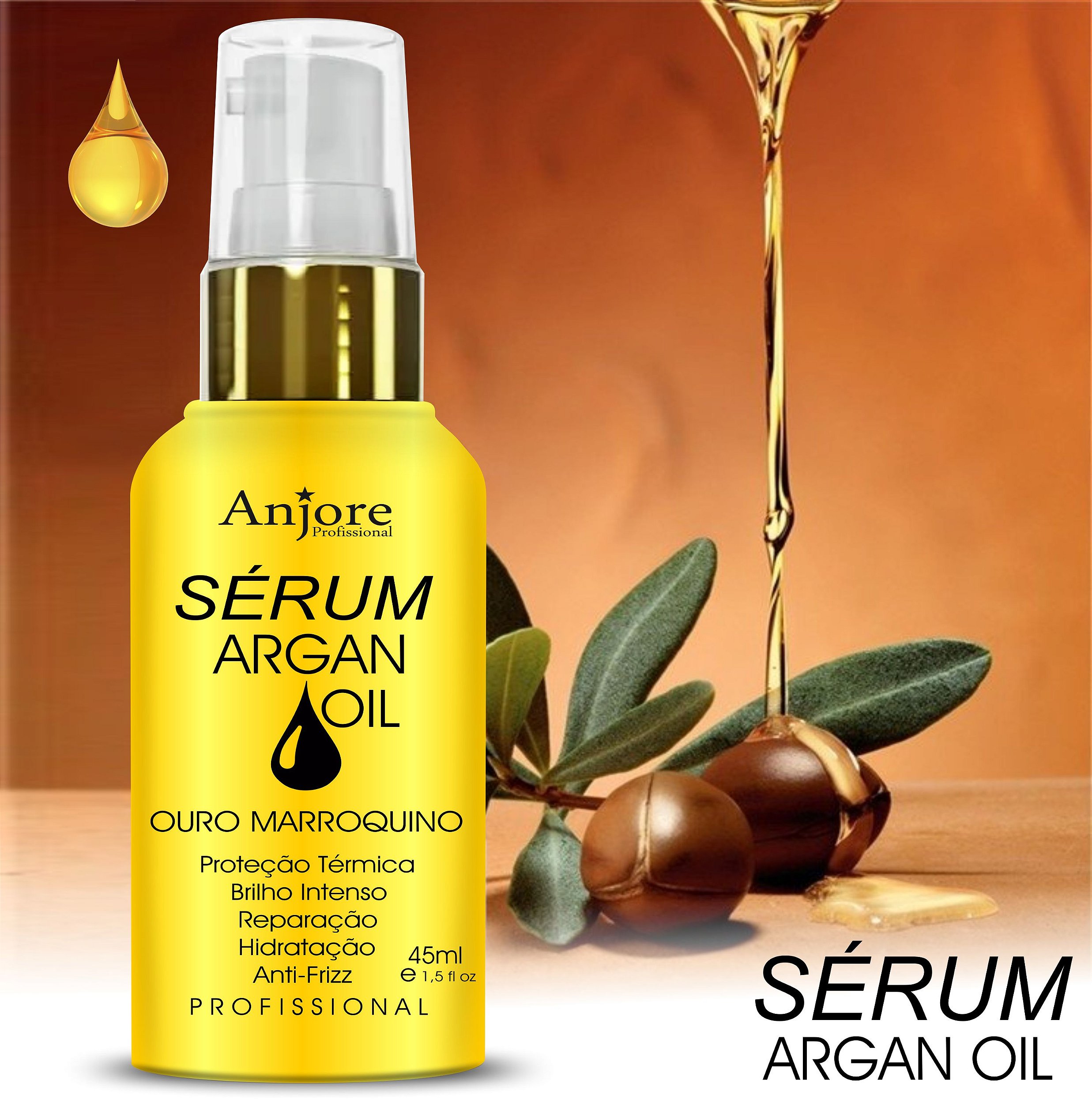Óleo De Argan Serum Oil Reparação e Anti Frizz 45ml Anjore - Anjore ...