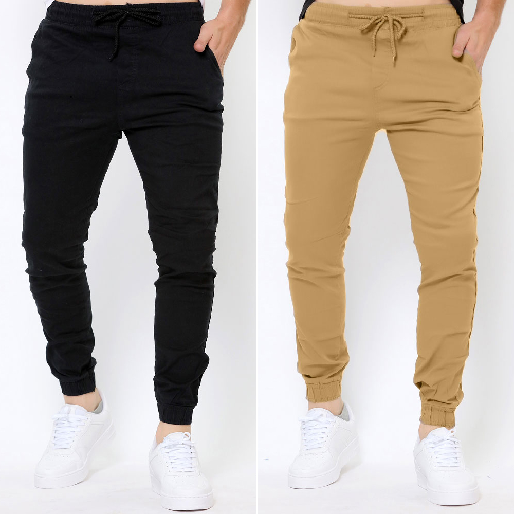 Kit 2 Calças Jogger Masculina Sarja Skinny - Loja 021