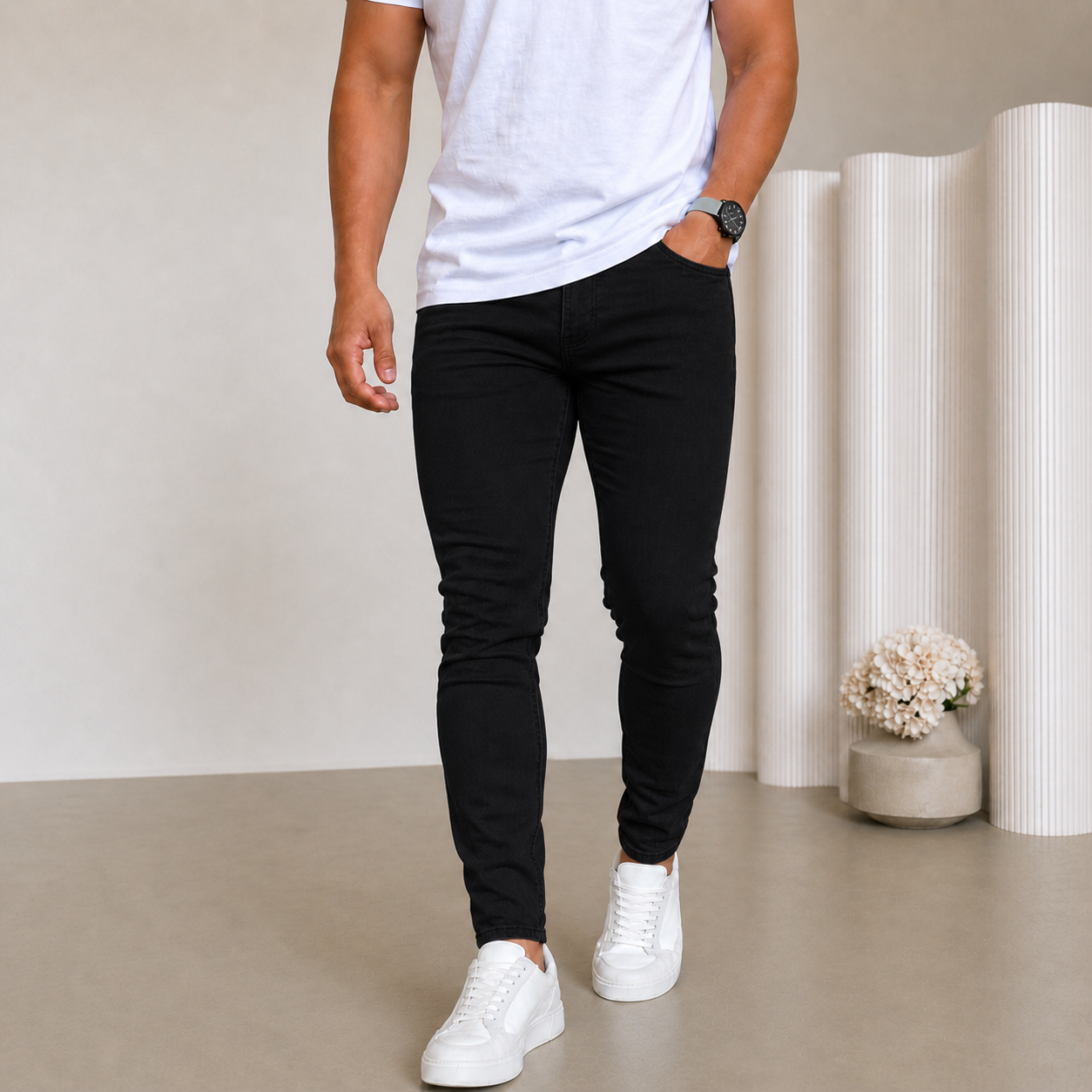 Calça Jeans Skinny Preta VK05 - Loja 021|Moda Masculina