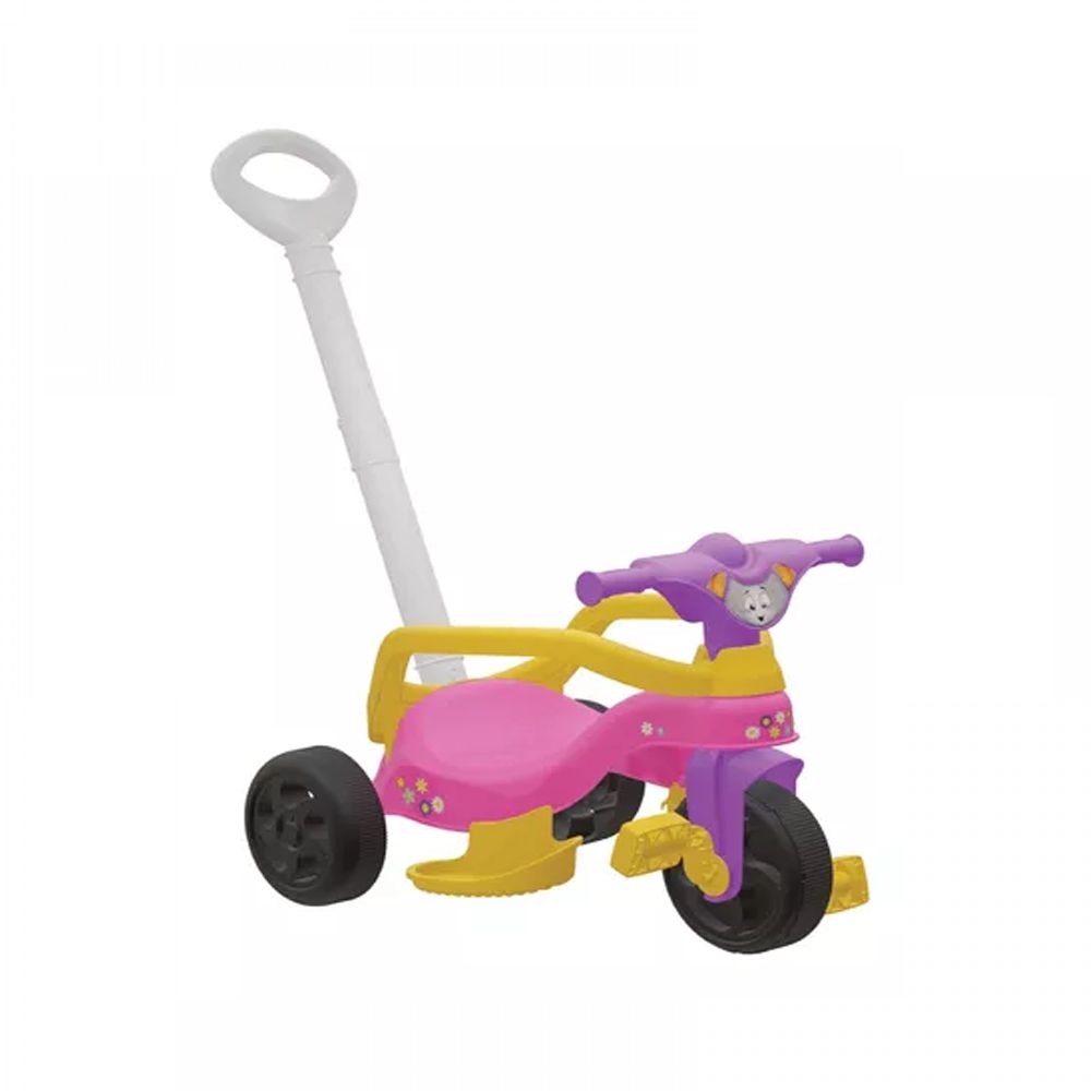 Triciclo Infantil C/ Empurrador E Protetor P/ 02-crianças Mo