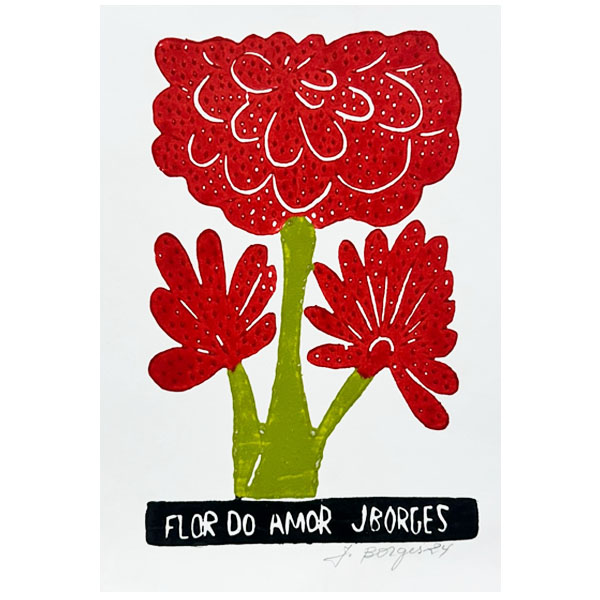 Xilogravura Flor do Amor P - assinada por J. Borges - PE (Última