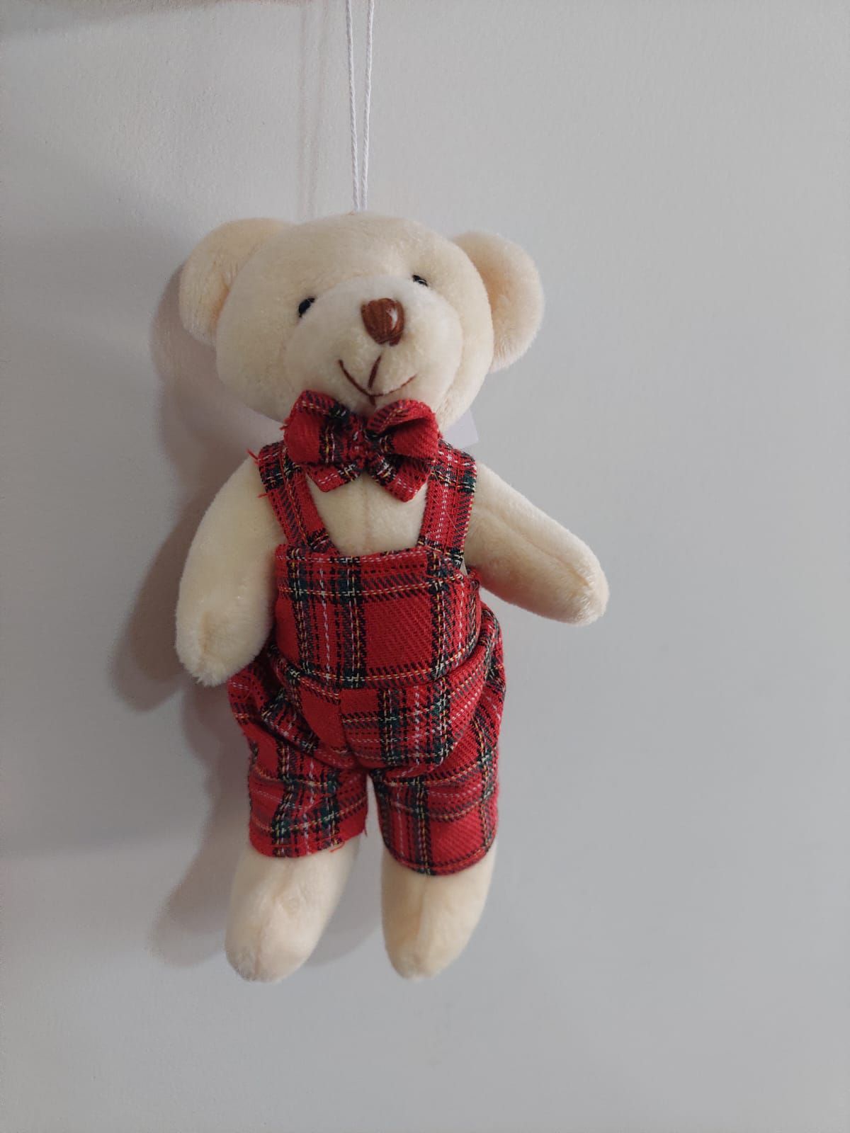 Urso Xadrez Tocando Tambor Vermelho 40cm - Natal da 25