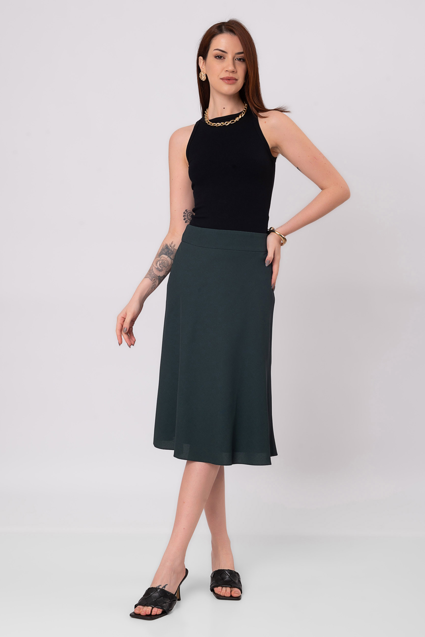 ALL SIDE SAIA MIDI LONDRES VERDE FLORESTA - All Side Store - Moda