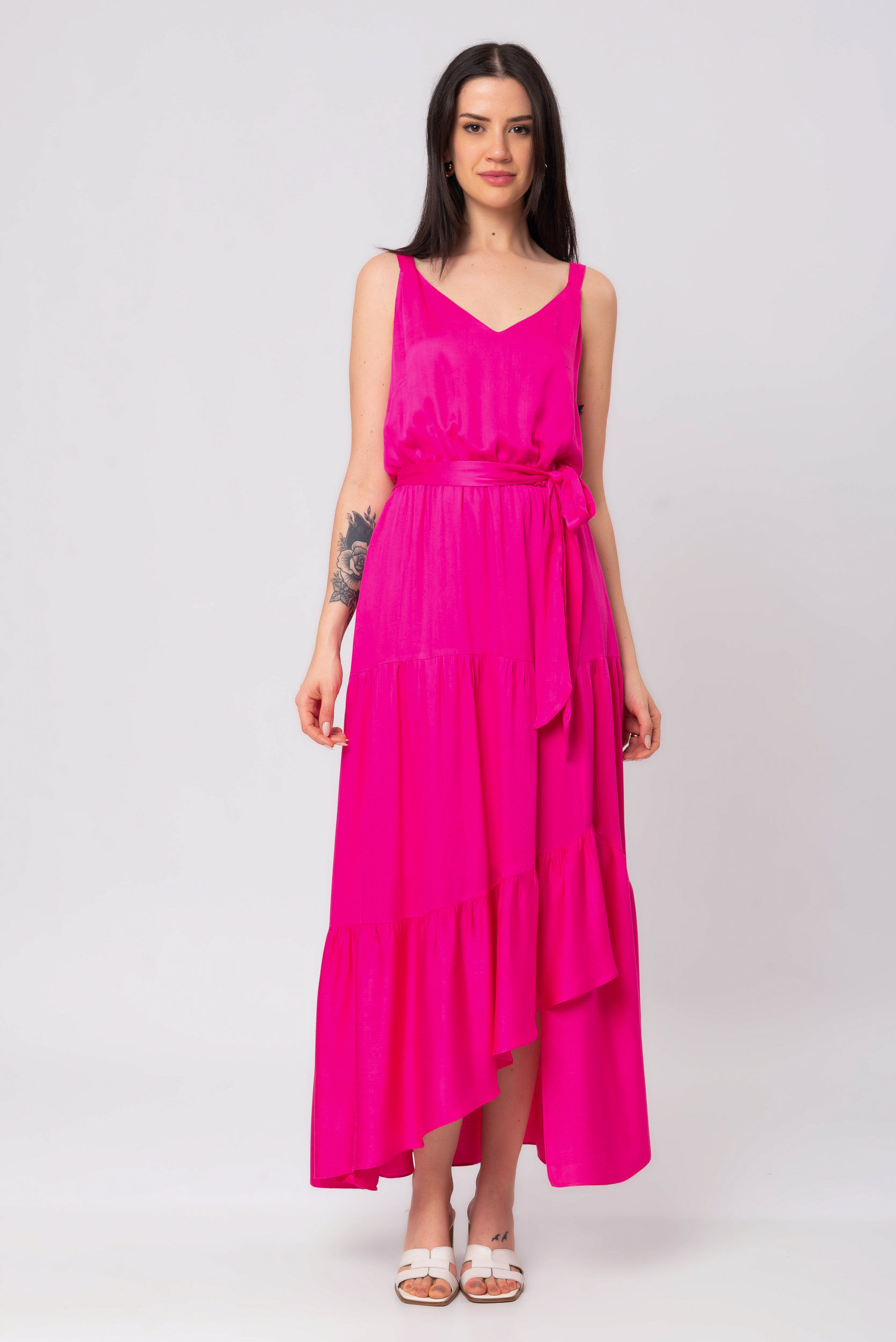 strapless open back dress Austin Convertible Maxi Dress in Hot Pink| Pink Oversized Maxi Dress | Pink  Bridesmaid Dress main image 1