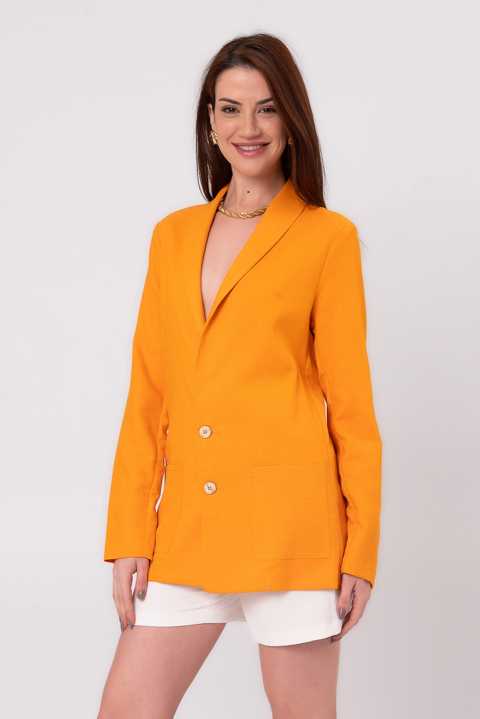 ALL SIDE BLAZER LINHO BÁRBARA LARANJA - All Side Store - Moda que
