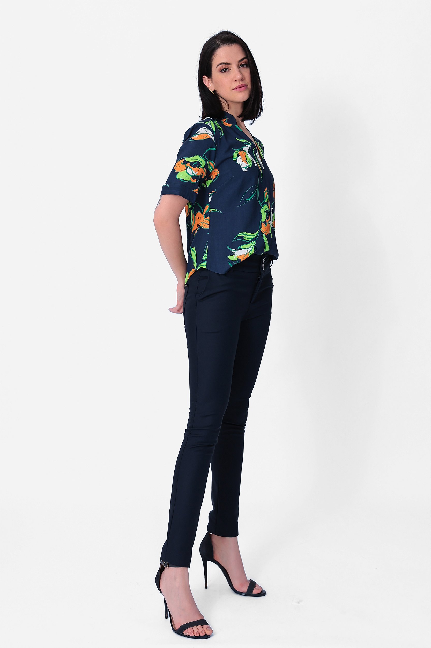 その他 flower Camisa Manga Curta Viscose Color Flower Estampada | All Side - All