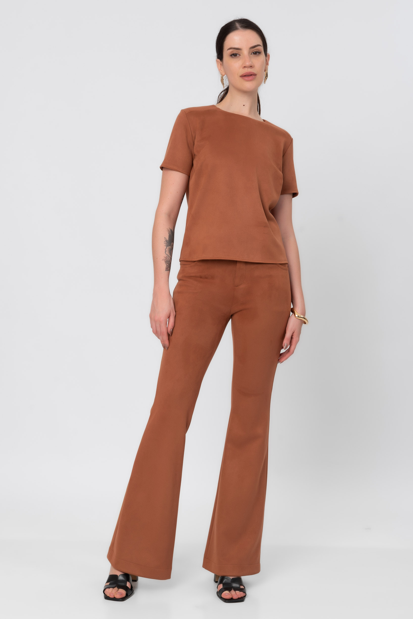ALL SIDE BLUSA SUEDE SABRINA MOCHA MOUSSE - All Side Store - Moda
