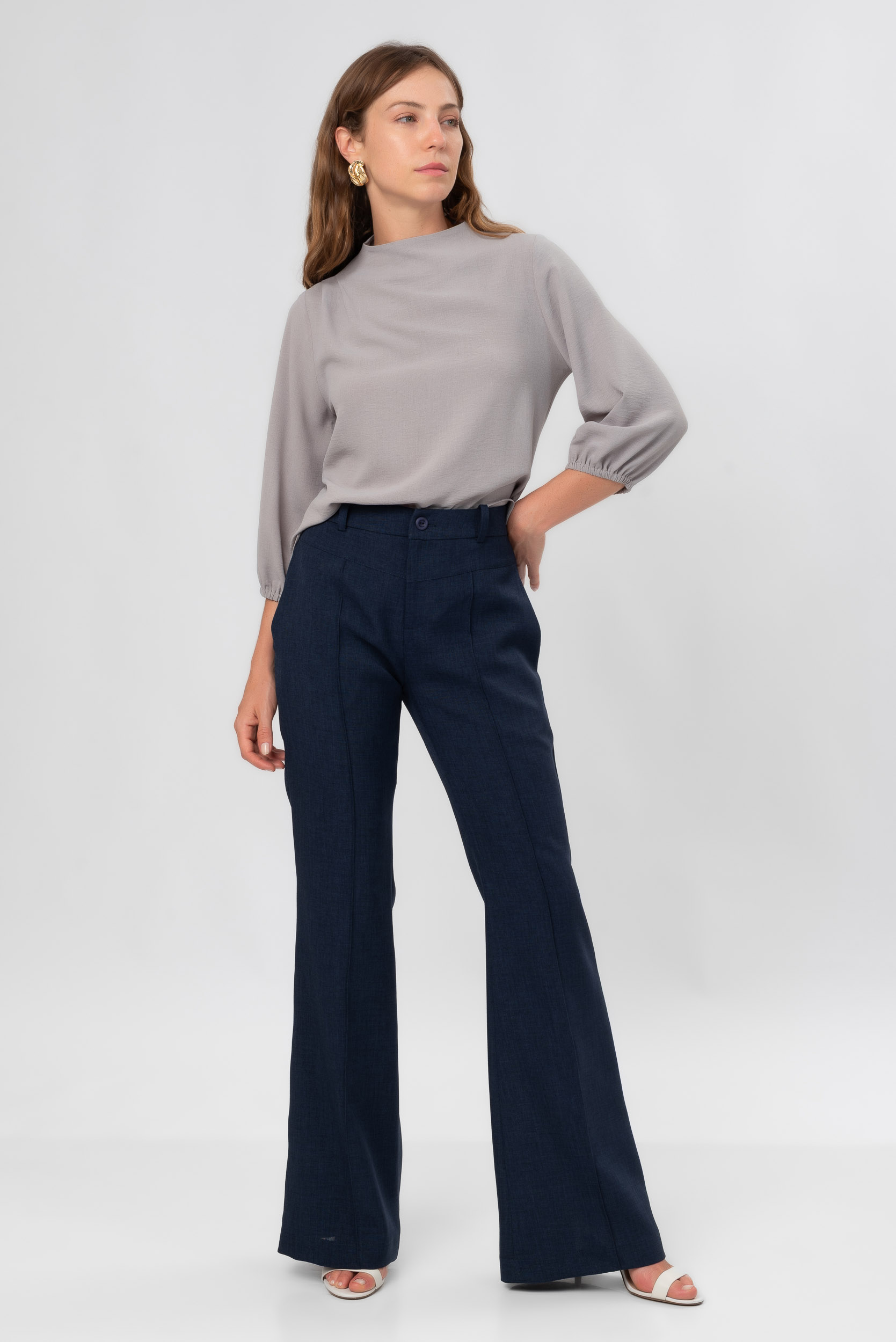 ALL SIDE BLUSA MANGA 3/4 MELINA GREY - All Side Store - Moda que