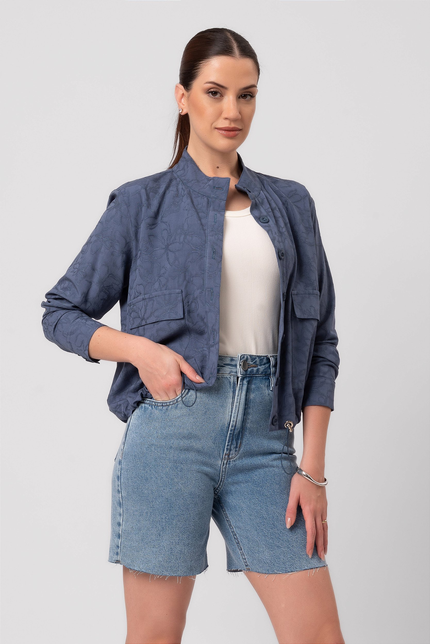Jaqueta Jasmim Azul Denim | Jaqueta Jeans Feminina | All Side