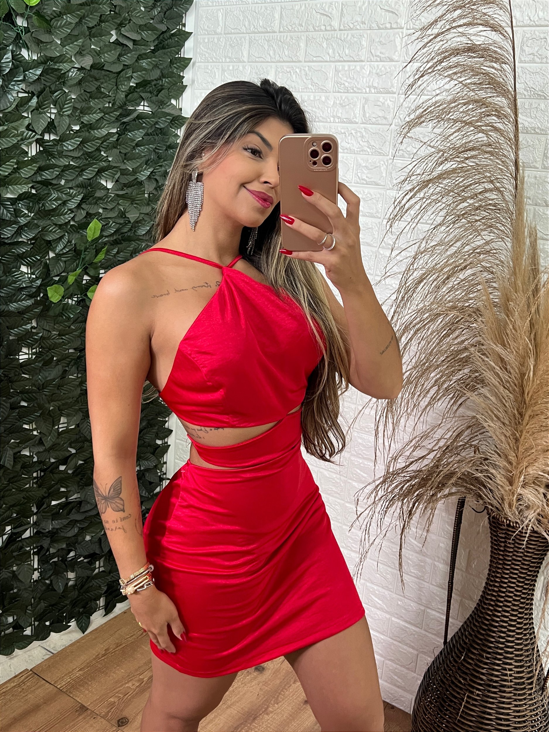 Vestido Luiza Vermelho - Boutique Algodão Rosa