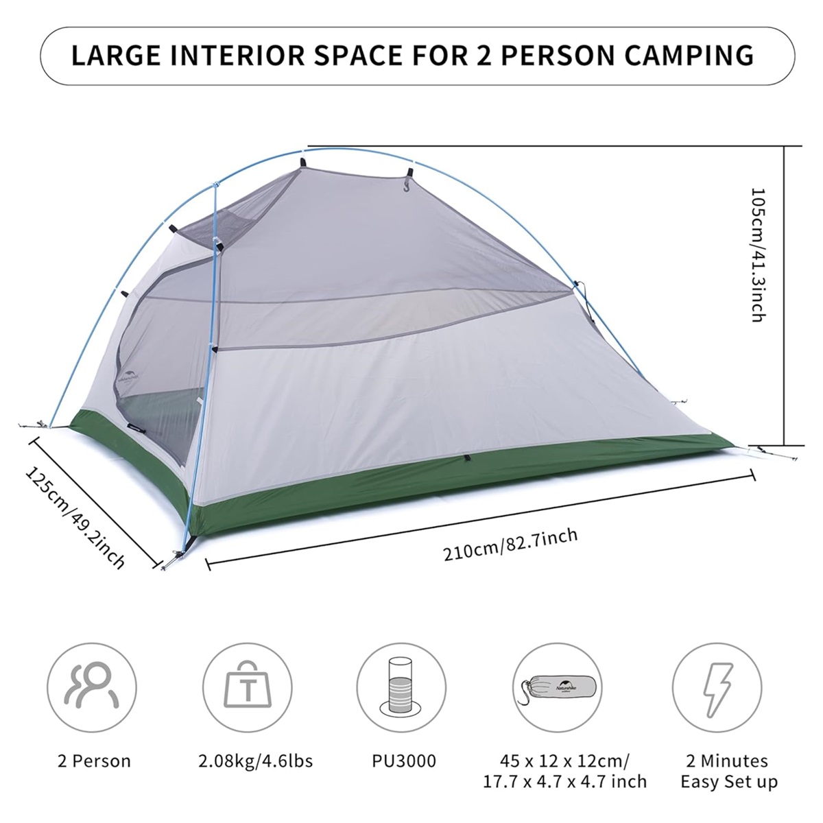 Barraca Cloud Up 2P 2X Ultralight Autoportante Naturehike