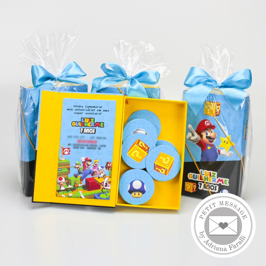 Jogo da Memoria / Super Mario Bros / 10 Pares / Caixa mdf