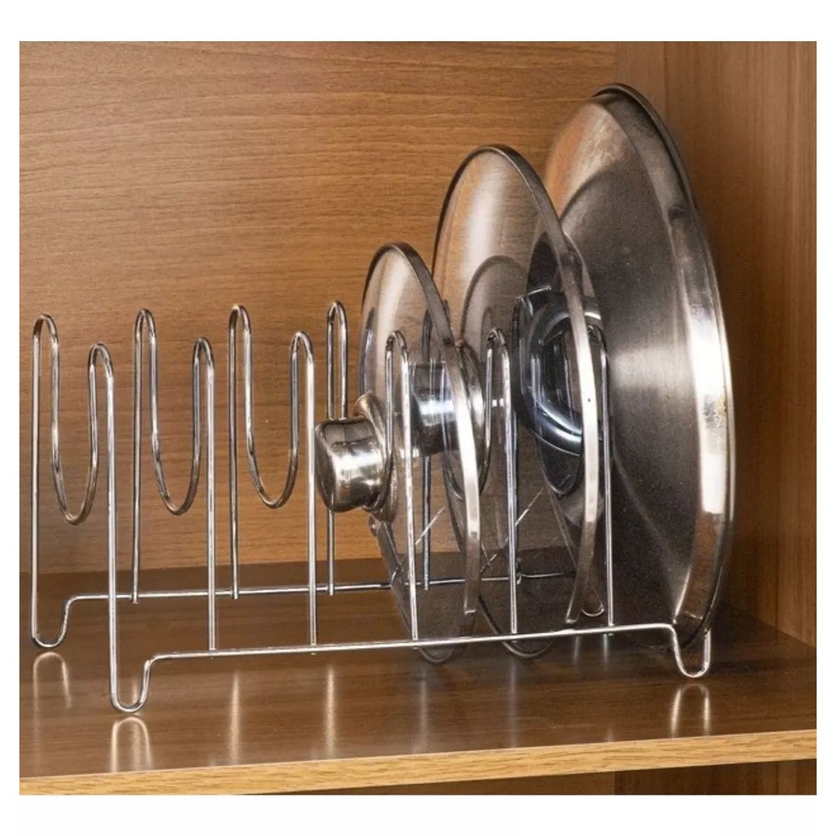 Organizador Tampa de Panela Armario Suporte 6 Divisorias Aço Cozinha ...
