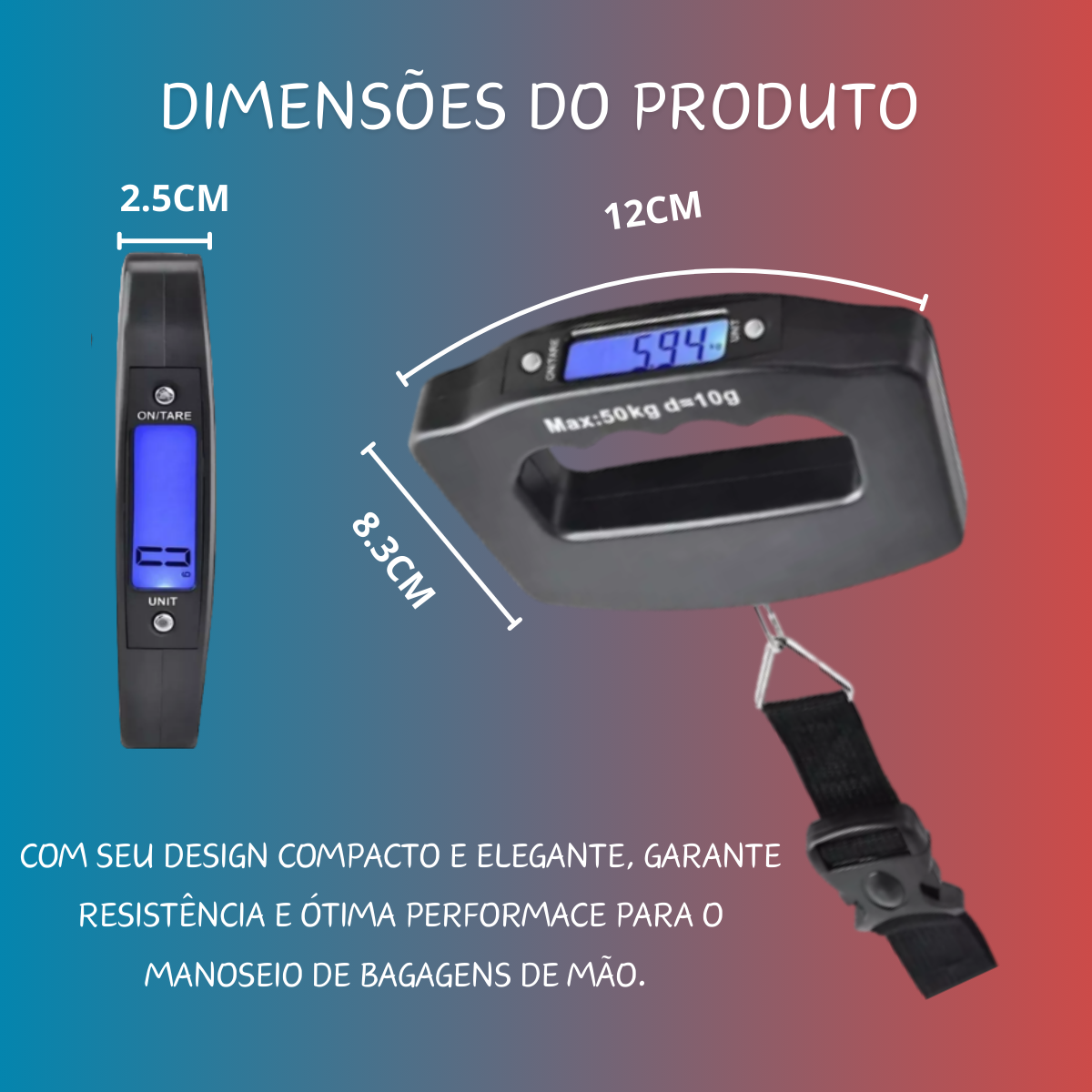 Balança Mala Mão 50kg Bagagem Viagem Medir Peso No Aeroporto - DAIFPRO