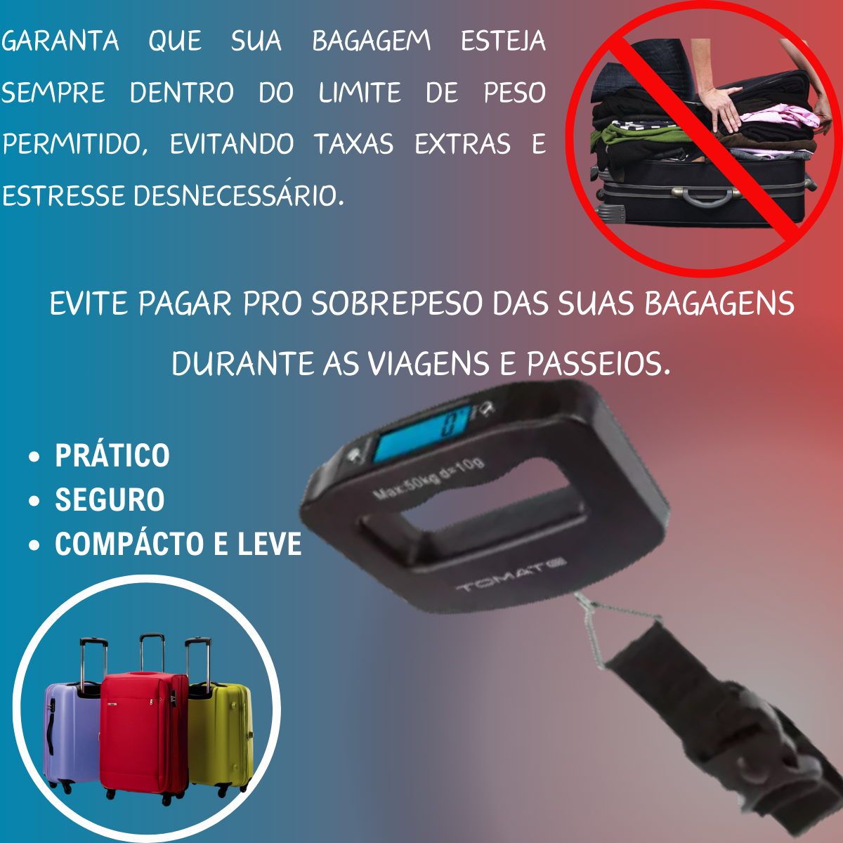 Balança Mala Mão 50kg Bagagem Viagem Medir Peso No Aeroporto - DAIFPRO